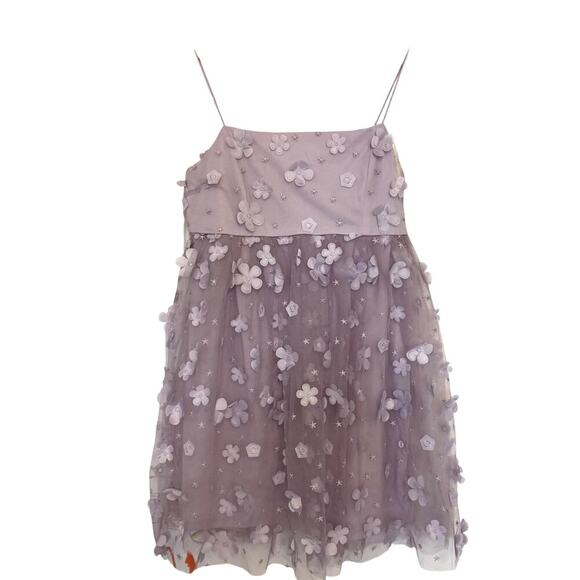 NWT Altar'd State Lavender Aurora Floral Mesh Babydoll Dress Women's Size Small - Picture 2 of 7